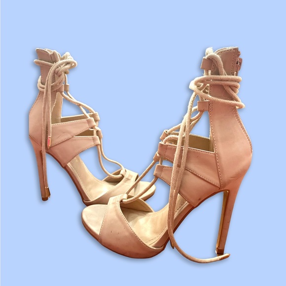 Shoe Republic LA Nude Lace Up Heels - Picture 4 of 4
